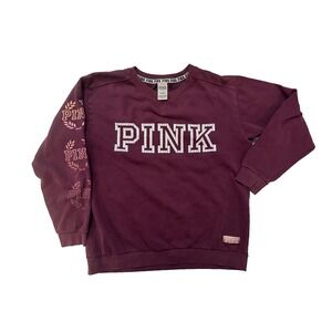 PINK Victoria's Secret Sweatshirt Women Med Purple Sleeve Hit Crewneck Y2K
